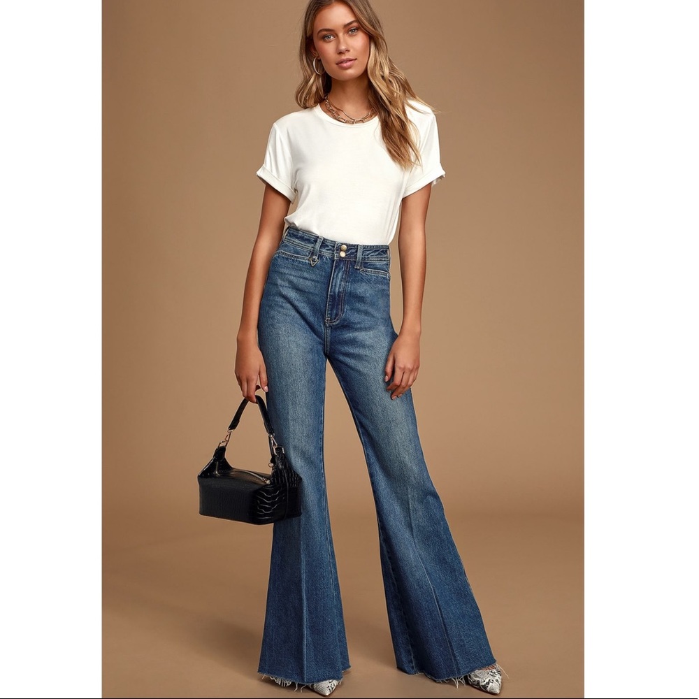 Neon blonde Flare jeans